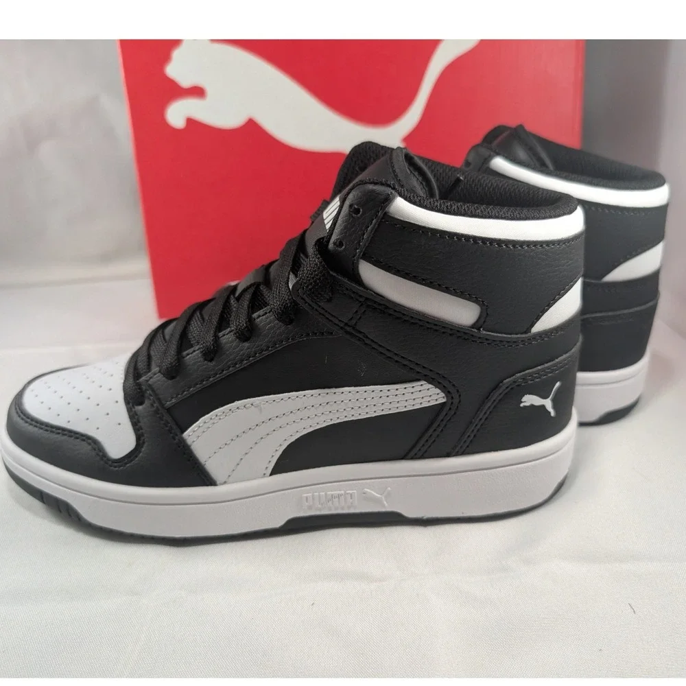 Puma Rebound Layup SL Jr Black White High Top Sneakers 370486-01‎ Mens 5.5C
